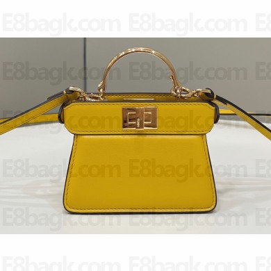 Fendi padded nappa leather Peekaboo ISeeU Micro Bag Yellow 2022
