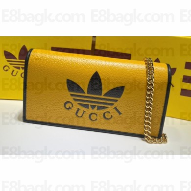 Gucci x Adidas 1955 Horsebit Wallet with Chain Bag 621892 leather Yellow 2022