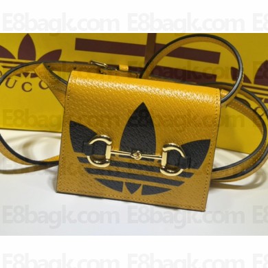 Gucci x Adidas card case with Horsebit Bag 702248 leather Yellow 2022
