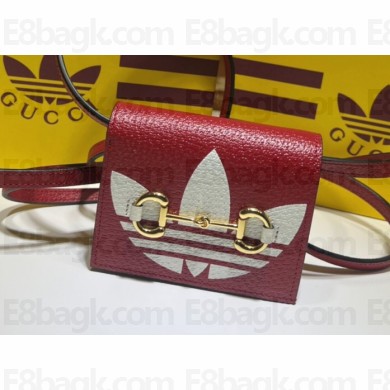 Gucci x Adidas card case with Horsebit Bag 702248 leather Red 2022