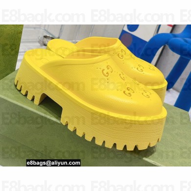 Gucci perforated GG rubber platform slip-on sandals Yellow 2022