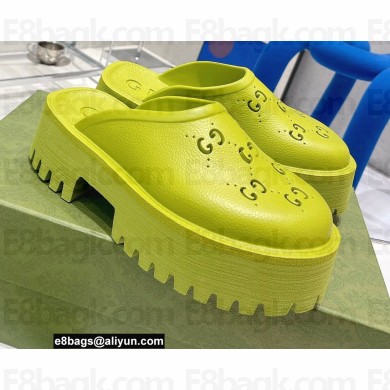 Gucci perforated GG rubber platform slip-on sandals Limi Green 2022