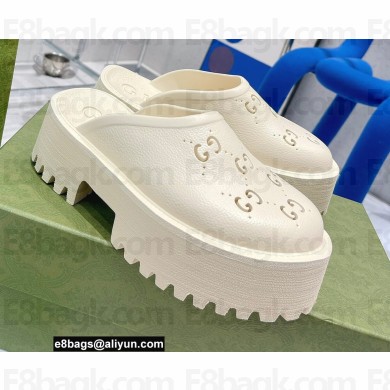 Gucci perforated GG rubber platform slip-on sandals White 2022