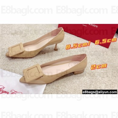 Roger Vivier Heel 2cm/6.5cm/8.5cm Viv' In The City Lacquered Buckle Ballerinas/Pumps Patent Nude