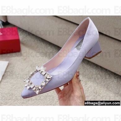 Roger Vivier Heel 4.5cm Strass Buckle Pumps in Satin Lilac