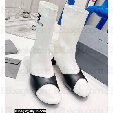 Balenciaga Heel 5cm Sock Bootie in smooth calfskin and recycled knit White 2022