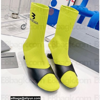 Balenciaga Heel 5cm Sock Bootie in smooth calfskin and recycled knit Yellow 2022