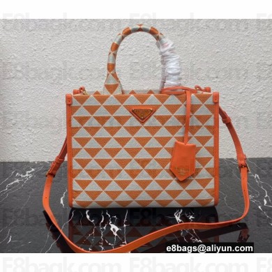 Prada Symbole jacquard fabric Small handbag 1BA354 Orange 2022