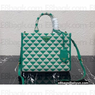 Prada Symbole jacquard fabric Small handbag 1BA354 Green 2022