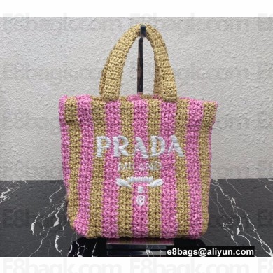 Prada Small raffia tote bag 1BG422 Pink 2022