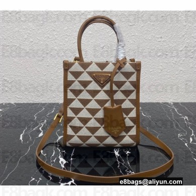 Prada Symbole jacquard fabric micro bag 1BA355 Brown 2022