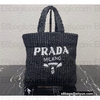 Prada Small raffia tote bag 1BG422 Black 2022