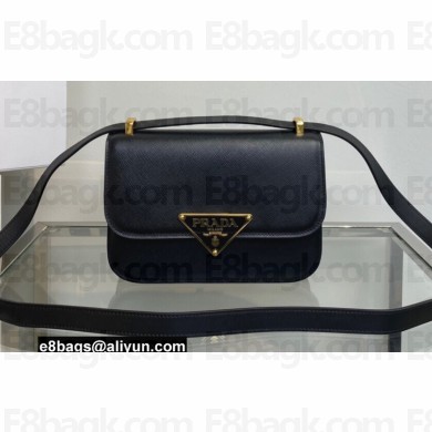 Prada Saffiano leather shoulder bag 1BD320 Black 2022
