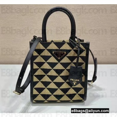Prada Symbole jacquard fabric micro bag 1BA355 Black/Beige 2022
