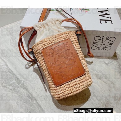 Cheap Sale Loewe Cylinder Pocket bag in raffia and calfskin 2022