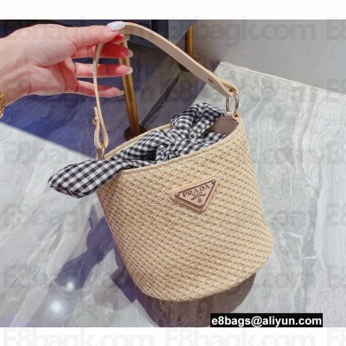Cheap Sale Prada raffia Bucket bag Creamy 2022