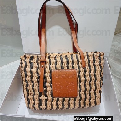Cheap Sale Loewe Small Square Basket bag in raffia and calfskin 2022