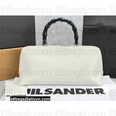 Jil Sander Goji Frame Small Bamboo Tote Bag 7148 White