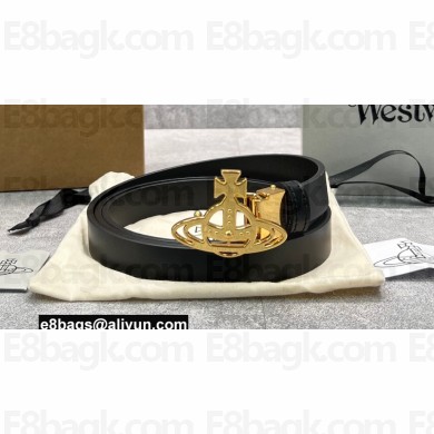 Vivienne Westwood Small Line Orb Buckle Belt 4899 Black/Gold