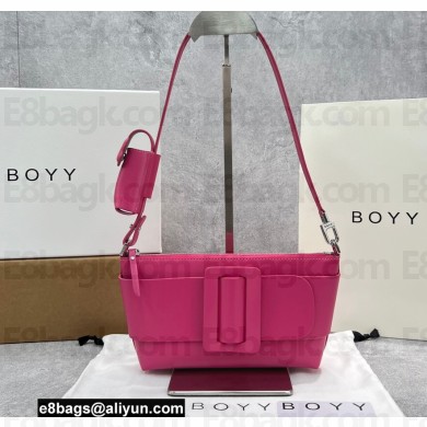 Boyy Pouchette Leather Buckle Bag 5123 Fuchsia