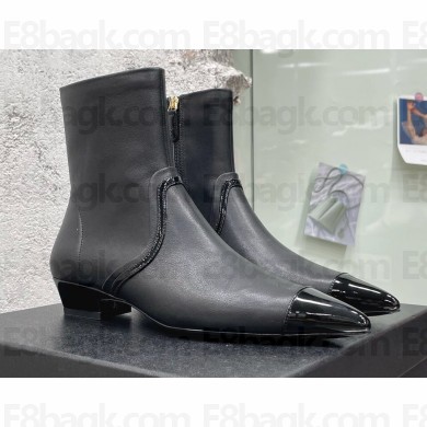 Chanel Heel 3cm Patent and Calfskin Boots Black 2022
