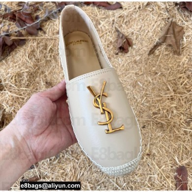 Saint Laurent monogram Logo Espadrilles In Lambskin Beige 2022