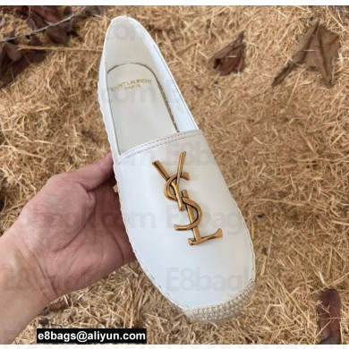 Saint Laurent monogram Logo Espadrilles In Lambskin White 2022