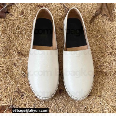 Valentino Grained Calfskin Leather Back Vlogo Espadrilles White 2022