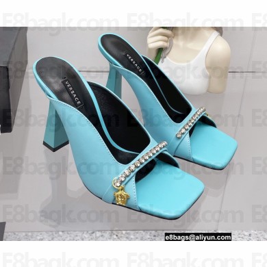 Versace Heel 10.5cm Medusa Crystal Mid-Heel Mules Blue 2022