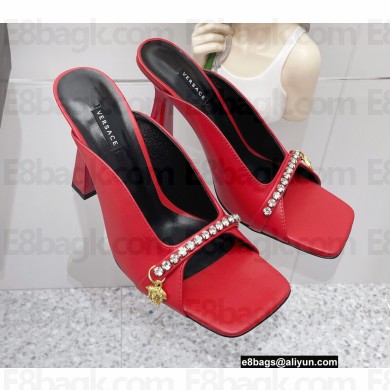 Versace Heel 10.5cm Medusa Crystal Mid-Heel Mules Red 2022