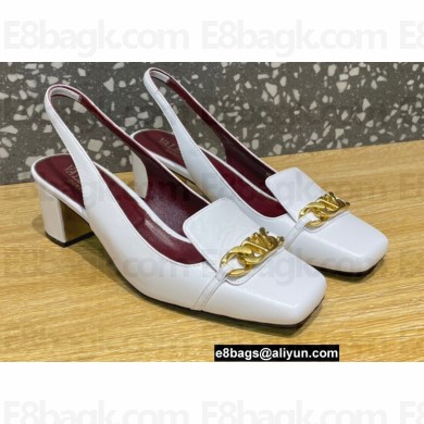 Valentino Heel 5cm VLogo Chain Slingback Pumps White 2022