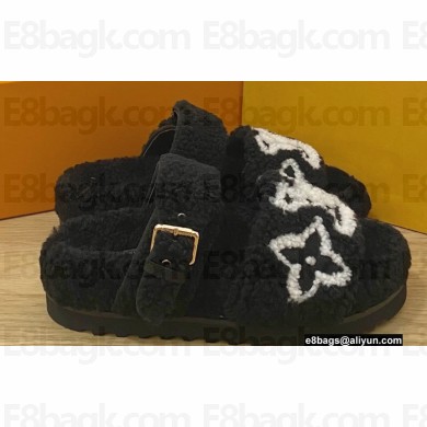 Louis Vuitton Shearling Paseo Flat Comfort Mules with Buckle 01 2022