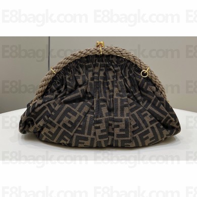 Fendi Brown FF fabric Shell Pochette Bag 2022