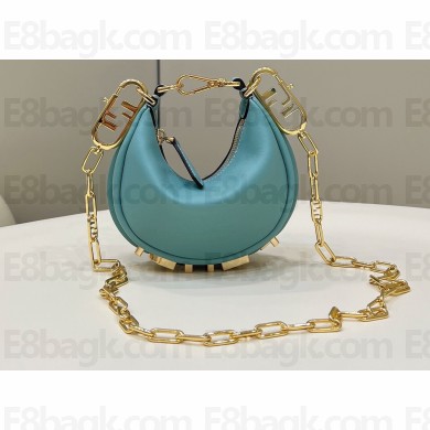 Fendi leather Nano Fendigraphy Hobo Bag Charm Mint Green 2022