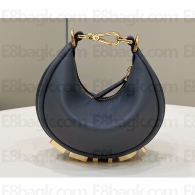 Fendi leather Nano Fendigraphy Hobo Bag Charm Dark Gray 2022