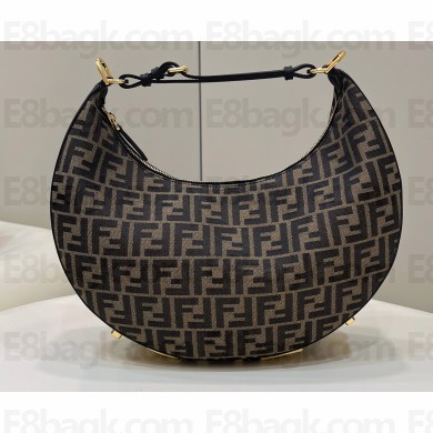Fendi Brown FF fabric Fendigraphy Medium Hobo Bag Black 2022