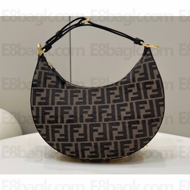 Fendi Brown FF fabric Fendigraphy Small Hobo Bag Coffee 2022
