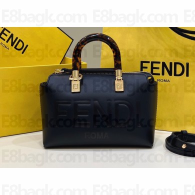 Fendi By The Way Mini Boston Bag Black with rigid plexiglass handles 2022