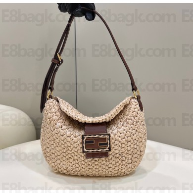 Fendi Small Croissant Bag Beige raffia 2022