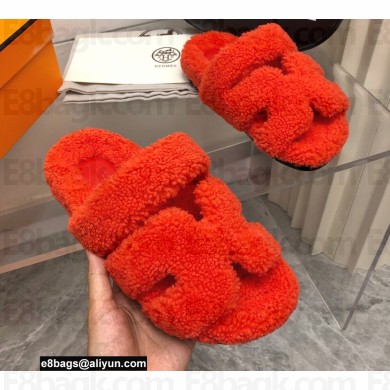 Hermes woolskin Chypre sandals Red 2022