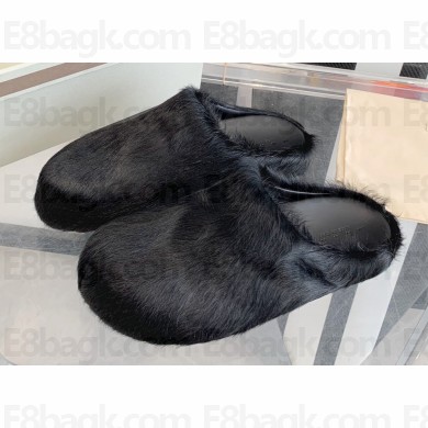 Marni long hair calfskin Fussbett sabot Black 2022