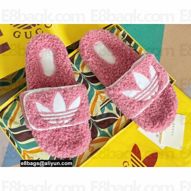 Gucci x adidas shearling platform sandals Pink 2022