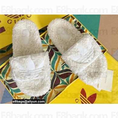 Gucci x adidas shearling platform sandals White 2022