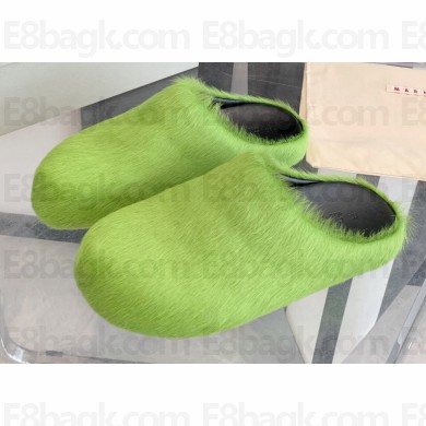 Marni long hair calfskin Fussbett sabot Green 2022