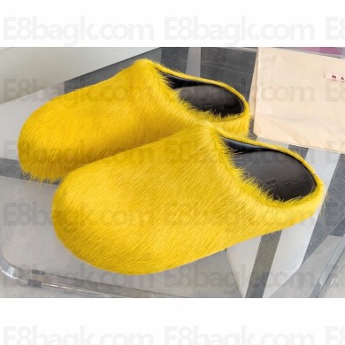 Marni long hair calfskin Fussbett sabot Yellow 2022