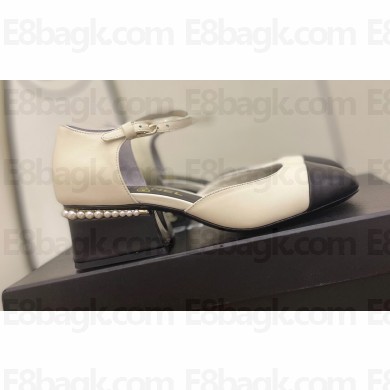 Chanel Pearl Around Heel Mary Janes G39250 White 2022