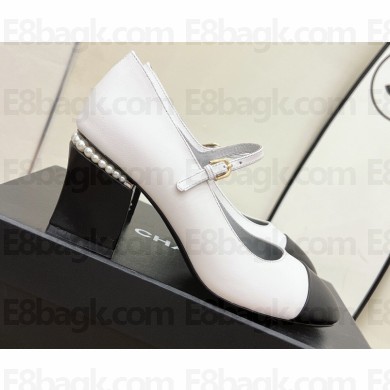 Chanel Pearl Around Heel Open Shoes G39245 Leather White 2022