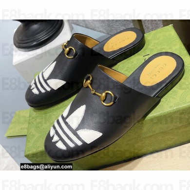 Gucci x adidas women's Trefoil slipper 702211 Leather Black 2022