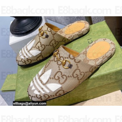 Gucci x adidas women's Trefoil slipper 702211 Jumbo GG Beige 2022