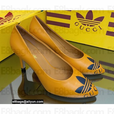 Gucci x adidas Heel 7.5cm women's Trefoil Pumps Leather Yellow 2022